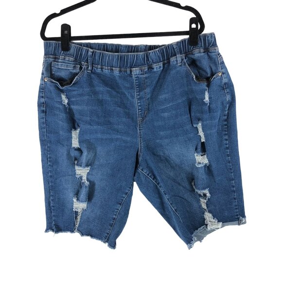 It's Denim Womens Distressed Denim Shorts Cut Off Pull On Size 3X - Picture 1 of 4